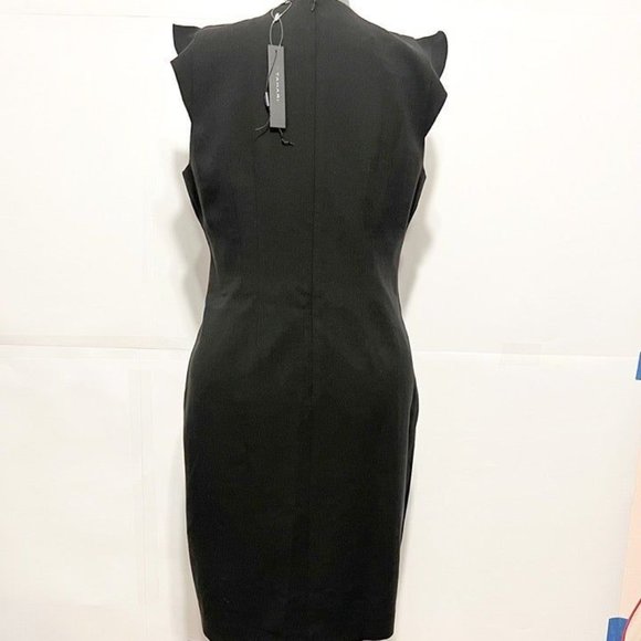 Tahari ASL NWT Sz 16 Chassity Ruffled Sleeve Crepe Black  Lined Dress - Picture 3 of 6